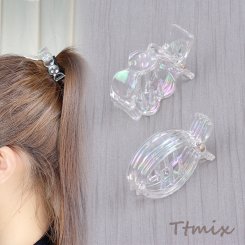 バンスクリップ ヘアアクセサリー 全2種 クリア オーロラカラー