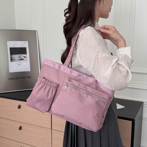 ショルダーバッグ 学生用 2way トートバッグ 大容量 キャンバス/ナイロン 通勤 通学 日系シンプル アシンメトリー 男女兼用（1ヶ）