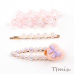 へアピン ハート くまモチーフ 樹脂へアピン キッズへアピン ヘアクリップ ピンク（3個セット）