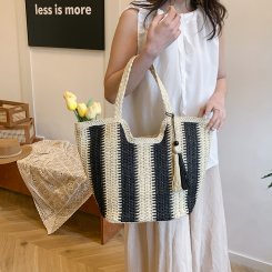 ニットバッグ ショルダーバッグ 大容量 ニット手提げ レディース 編みバッグ 軽量 サマーニット 通勤 通学 ニット 手提げ 編み込み バッグ（1ヶ）
