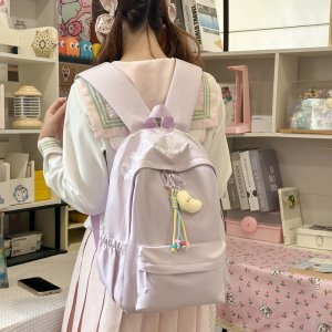 リュックサック 女子高生 女子中学生 レディース バックパック 大容量 ナイロン製 ファスナー開閉 通学 通勤 ショッピング 韓国インス風 可愛い 丈夫 耐摩耗（1ヶ）