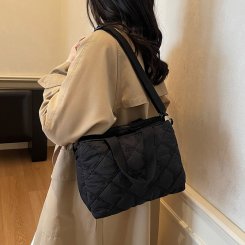 トートバッグ レディース ショルダーバッグ 大容量 3way 綿 菱目ステッチ 通勤 日常 お洒落 使いやすい（1ヶ）