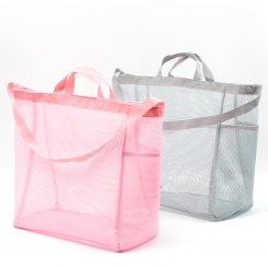 メッシュバッグ 大容量 携帯用トートバッグ ショルダーバッグ ビーチ プール キャンプ 約20×36×50cm（1ヶ）