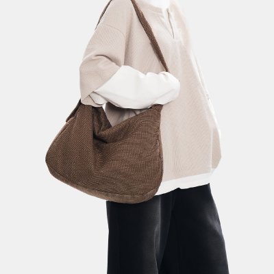 ショルダーバッグ レディース 2way ショルダーバッグ 大容量 コール天 ラウンドファスナー 通勤 通学 お洒落 可愛い 便利（1ヶ）