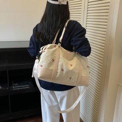 韓国風新作 旅行バッグ 2way手提げ/ショルダー レディース ジム 通勤 短距離旅行バッグ ナイロン生地 ウェットドライ分離 可愛い蝶結び刺繍（1ヶ）