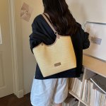 トートバッグ レディース カゴバッグ 2way 大容量 編み込み風レトロ 通勤 買い物 ピクニック 収納力抜群 持ち運び便利 お洒落（1ヶ）