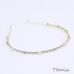 パール＆ラインストーン付きカチューシャ ヘアアクセサリー ゴールド（1ヶ）