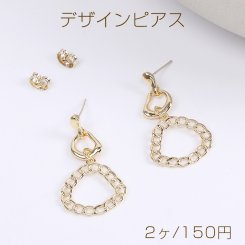 高品質デザインピアス 三角形 19×34mm ゴールド（2ヶ）