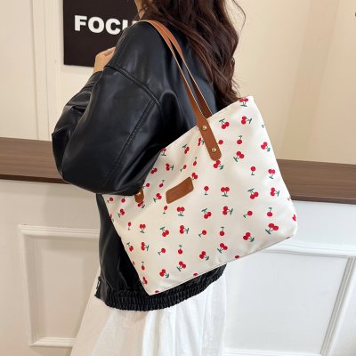 トートバッグ レディース 3way ショルダーバッグ 大容量 チェリー甘めデザイン 通勤 通学 お出かけ デート 買い物 可愛い お洒落（1ヶ）