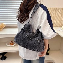 トートバッグ レディース 2way 大容量トートバッグ ウォッシュデニム 通勤 ママバッグ ストリート おしゃれ 便利（1ヶ）