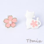 デザインピアス 桜＆猫ピアス（1ペア）