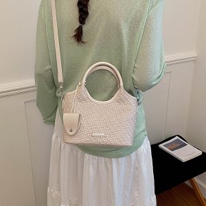 トートバッグ レディース 2way ショルダーバッグ 大容量 通勤 旅行 お洒落 編み込み 夏 新作（1ヶ）
