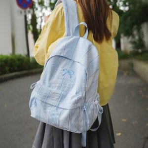 リュックサック 女子高生・レディース スクールバッグ 大容量 ナイロン製 ストライプ柄 2026新作 韓国風 軽量 通学 通勤 短距離旅行 おしゃれ 耐摩耗（1ヶ）