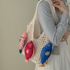 ショルダーバッグ レディース 2way バッグ メッシュ編み 魚ビーズ オープン 春夏 通勤 お出かけ 韓国風 可愛い（1ヶ）