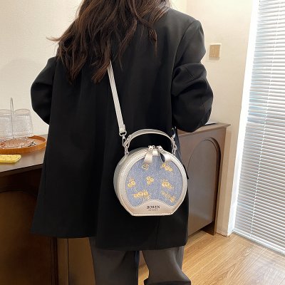 ハンドバッグ レディース ショルダーバッグ サークル PU レザー バック シンプル 可愛い 大人 通勤 通学 大容量 ハンド バック 肩掛け 斜め掛けバッグ（1ヶ）