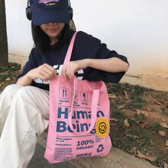 エコ 帆布 生成 トートバッグ コットン キャンバス プリント ハンドバック 自然 環境に優しい エコバッグ カバン バック 通学 携帯 お買い物 お出かけ（1ヶ）
