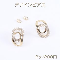 高品質デザインピアス ジルコニアピアス ダブルフープピアス オーバル 15×23mm ゴールド（2ヶ）